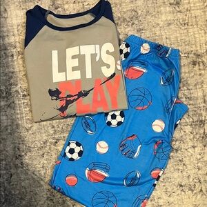 Let's Play Kids Pajama Set - Blue and Gray